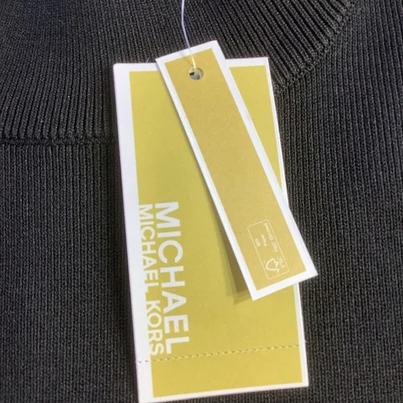 Michael Kors Womens Black Pleated Drop Waist Dress Mock Neck Size XL NWT - Picture 3 of 15